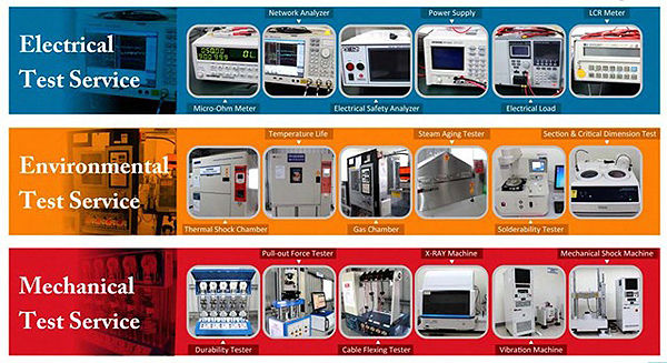 The list of cable and connector test instrumentation.