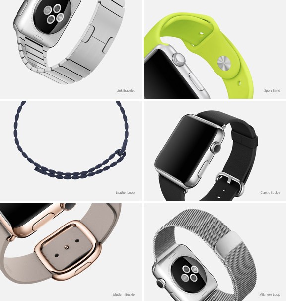 Apple Watch最大的賣點在於可簡易地更換多樣式的錶帶，且擁有數百種不同的錶面，而蘋果最終的目標是要讓用戶可以自由搭配不同功能的元件。