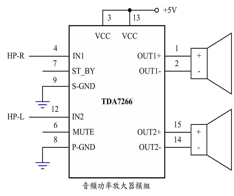 音頻放大器模組之控制電路圖