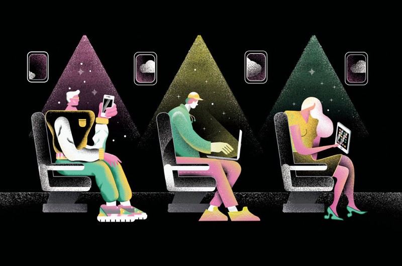 在飛機中，透過採用合適的支援 Li-Fi 技術的LED替換每個座位上的傳統燈光，Li-Fi 可以為每個人提供高資料速率。（source：Airline Passenger Experience Association）