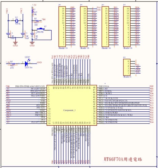 Holtek HT66F70A 周邊電路圖