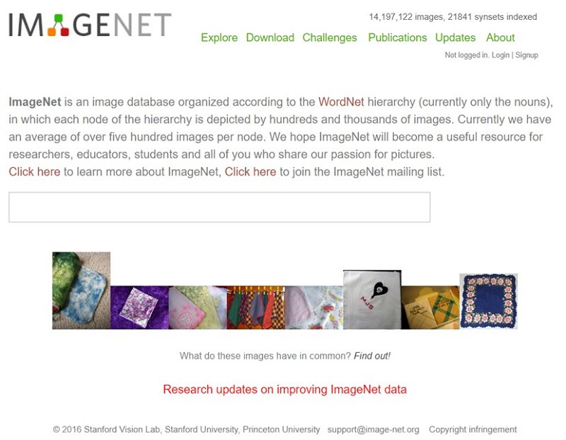 ImageNet  （source： http：//www.image-net.org/）