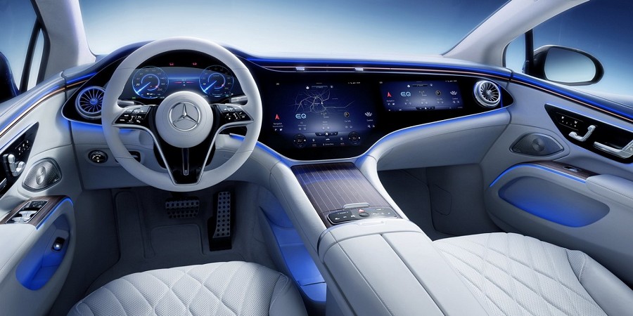 Mercedes-Benz的先進MBUX HYPERSCREEN駕駛座艙人機介面。