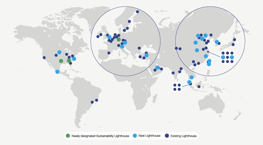 全球燈塔工廠分布狀況。（source：WEF）