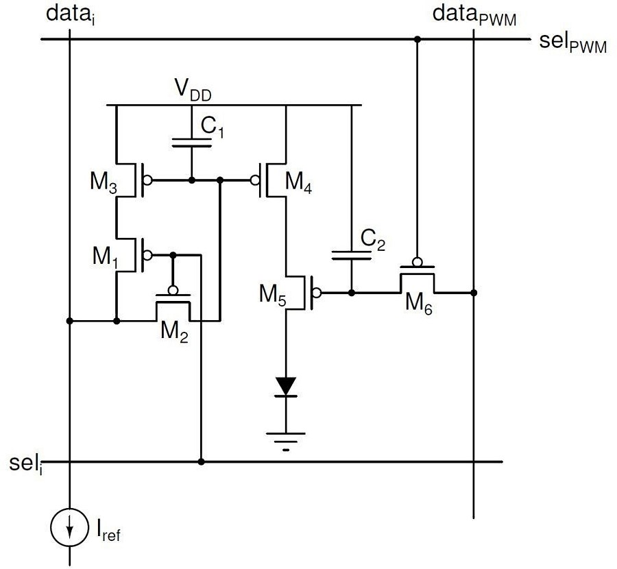 採用6T2C驅動電路的Micro LED電路圖。