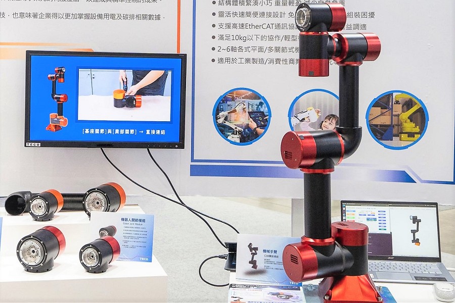 東元電機近年來也推出出最新關節模組CJM，可望協助台灣產學研各界，加速自主開發協作型機器人。（攝影：陳念舜）