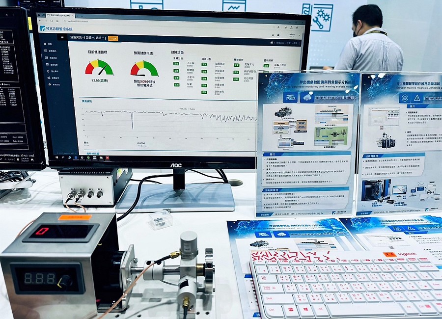 智慧機械雲提供整體解決方案，解決產業設備通訊及後端整合時間問題，圖為工研院與鳳記共同展出的「押出機參數監測與異常警示分析模組」。（source：工研院）