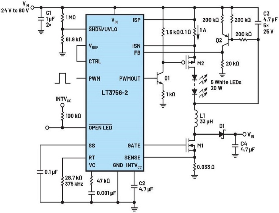 壓模式示例：LT3756-2