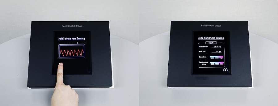 Samsung Display在SID Display Week 2023上展示可測量血壓和心率的Sensor OLED。（source：Samsung Display）