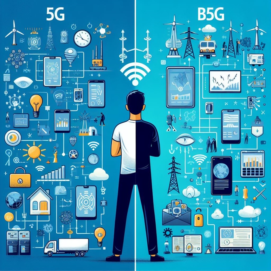 5G與B5G應用比較示意圖