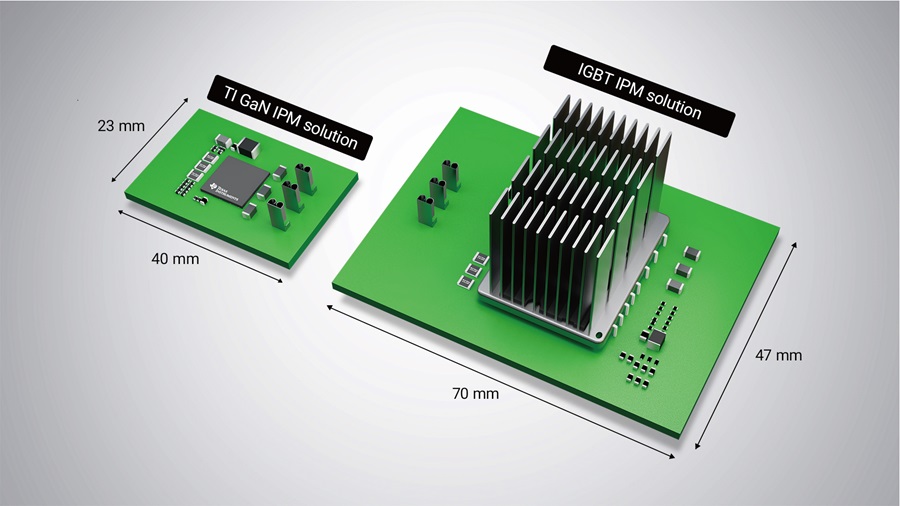 使用DRV7308的馬達驅動逆變器印刷電路板(PCB)尺寸可縮減多達55%。（source：TI）