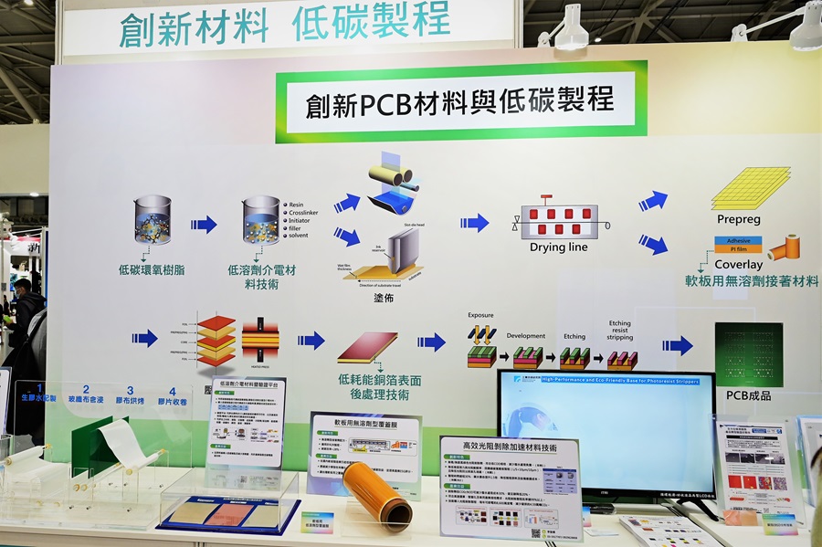 台灣既擁有全球最大PCB產業鏈，也持續透過產學研共同合作達成低碳轉型，開發綠色電子感知與高密度基板低碳製程技術。（攝影：陳念舜）