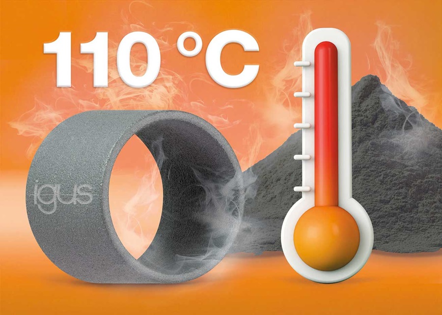 igus推出首款真正能耐高溫達110°C的新型SLS積層製造材料iglidur i230，可長時間承受110°C的應用溫度而不變形。（source：igus GmbH）