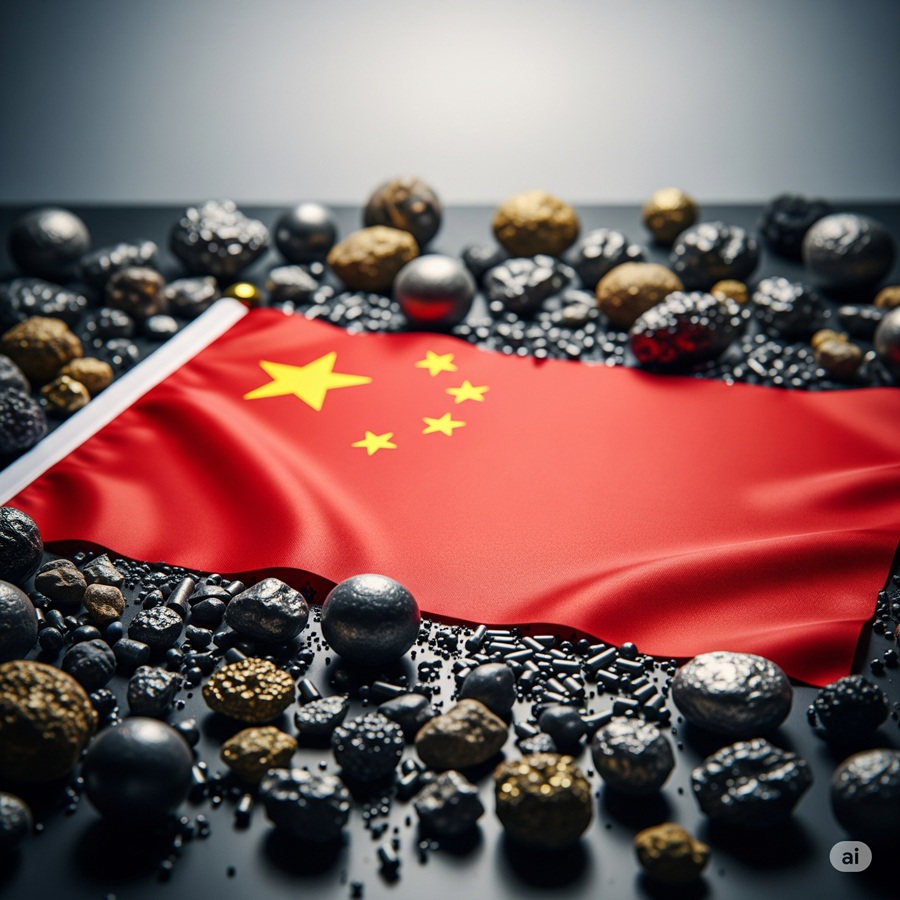 中國掌握全球約六成的開採量與近九成精煉能力，也擁有最多相關專利。