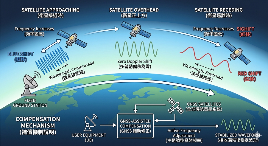 衛星通訊中都卜勒效應。