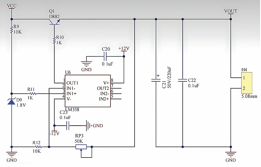 可調線性穩壓電源電路範例