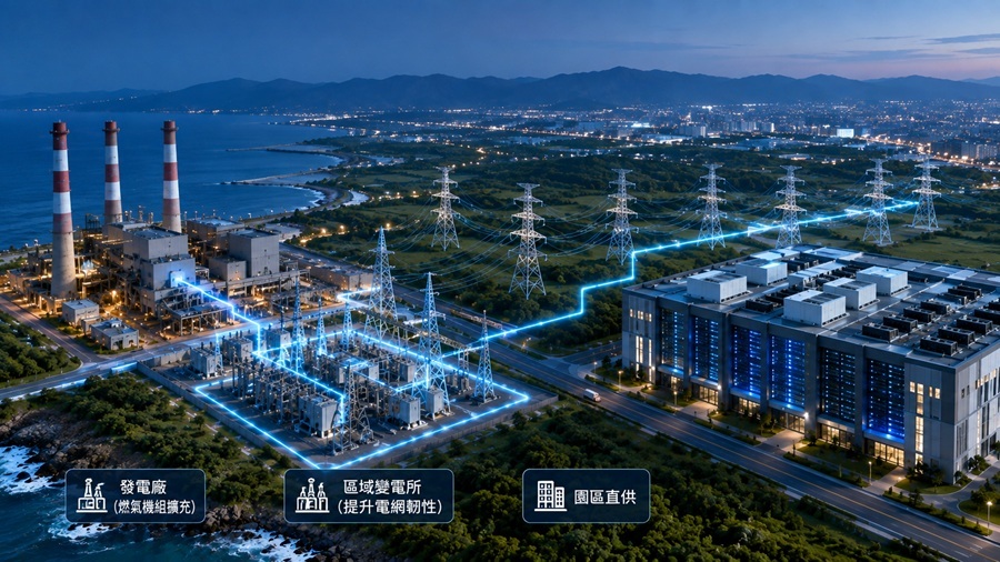 AI資料中心電力需求漸增，區域電網與直供成為重要關鍵。