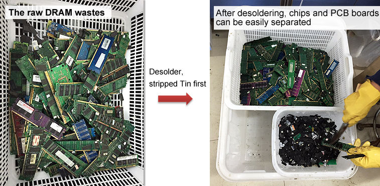 Uwin Nanotech can strip off tin from DRAM and then separate materials for semiconductors and substrates.