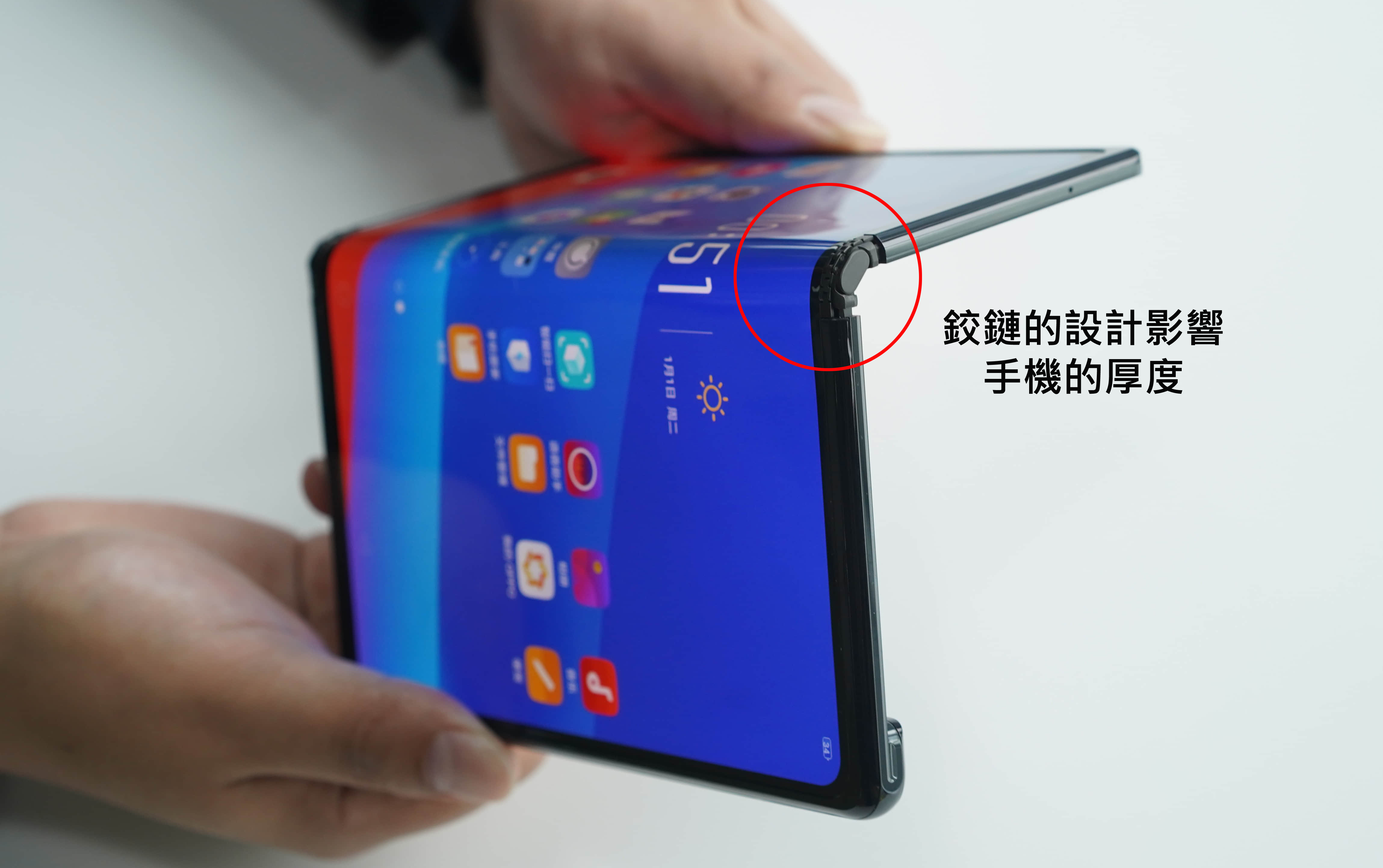 鉸鏈是可摺疊螢幕手機的厚度關鍵。（source: display.ofweek.com）
