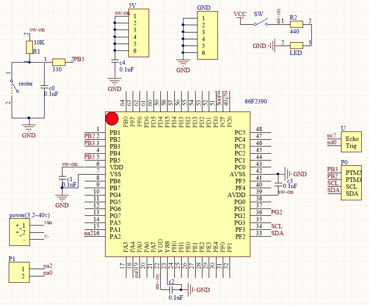 HT66F2390主控核心電路