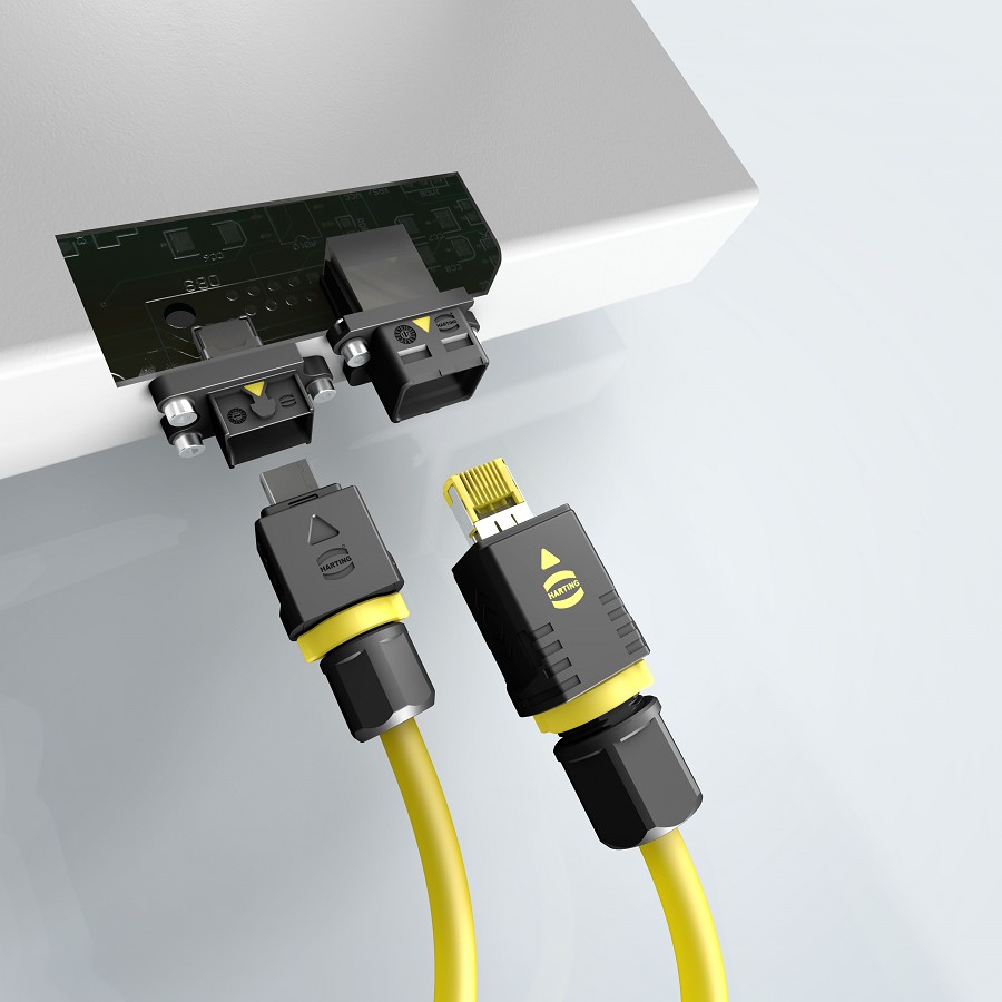 浩亭Mini PushPull ix Industrial尺寸比PushPull RJ45縮小了30%（source：HARTING）