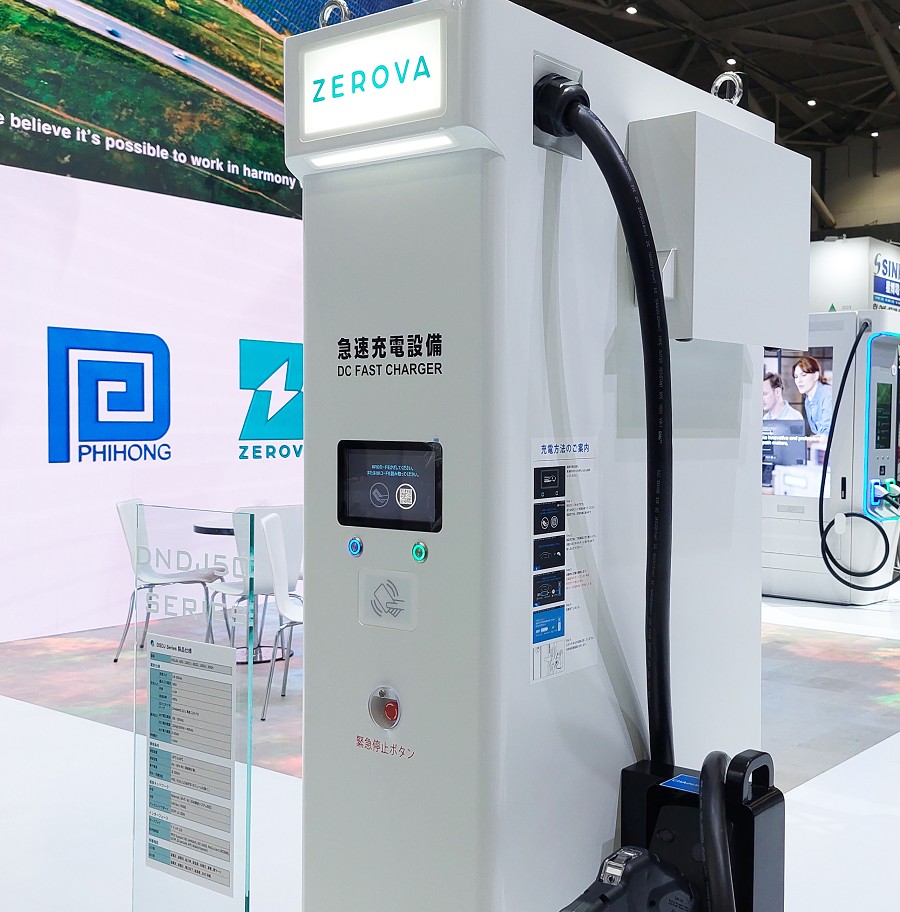 Level 3是指直流電超快速充電（DC Fast Charging），需使用480 V以上的DC電壓。圖為ZEROVA快速充電方案。