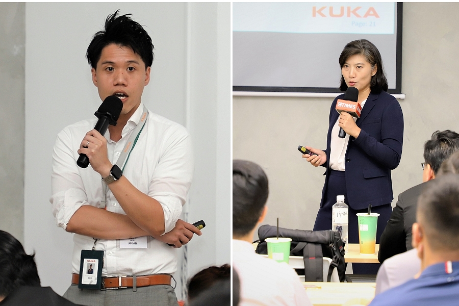 KUKA台灣庫卡行銷公關經理黃君穎（右）、業務主任黃啟翔（左）