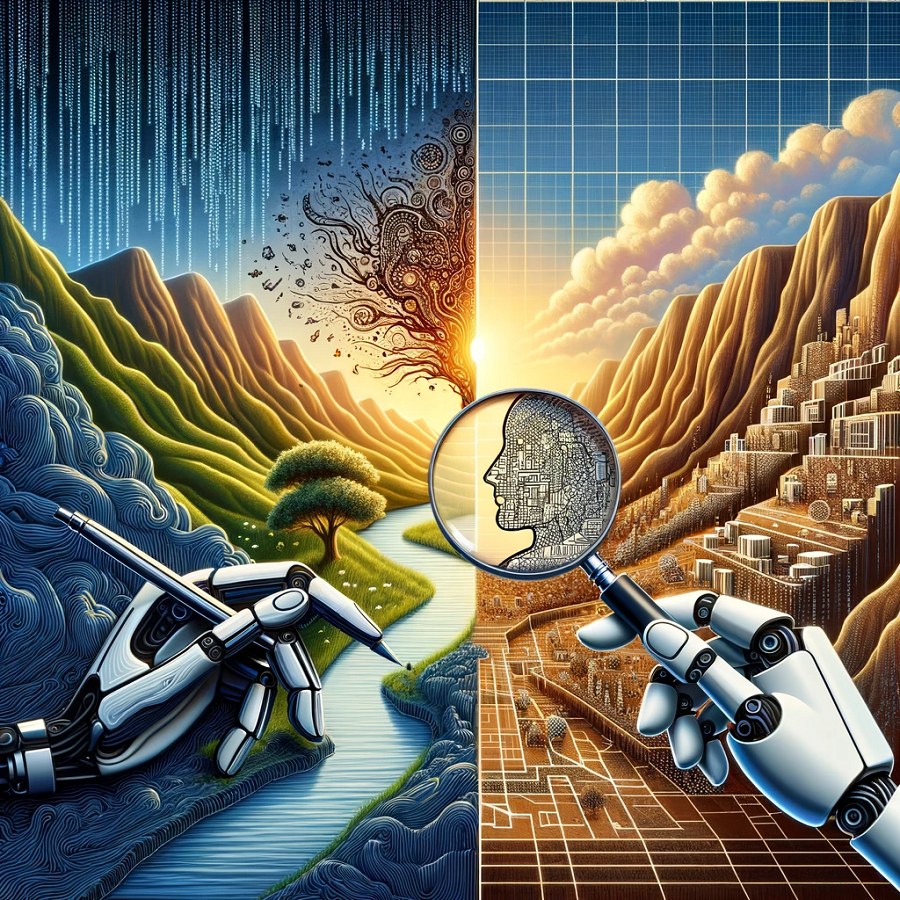 除了目前熱門的GAI之外，另有讓電腦進行大量有標註資料學習訓練，進行辨識、分類，而稱為「鑑別式AI」，已大量為企業導入使用。（source：aiamigos.org）