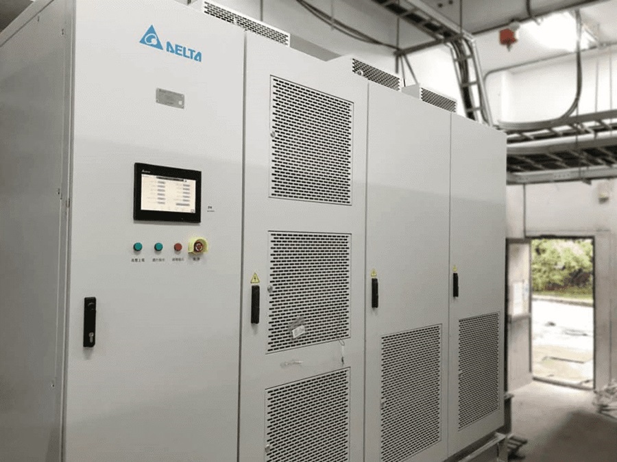 中壓變頻器安裝於水泥廠，為冷卻引風機節電。（source：台達）