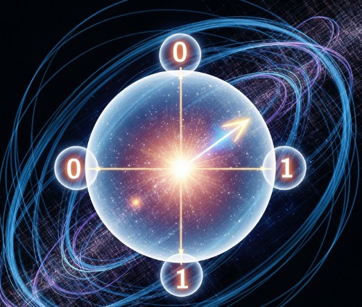 量子位元運作的虛擬圖示