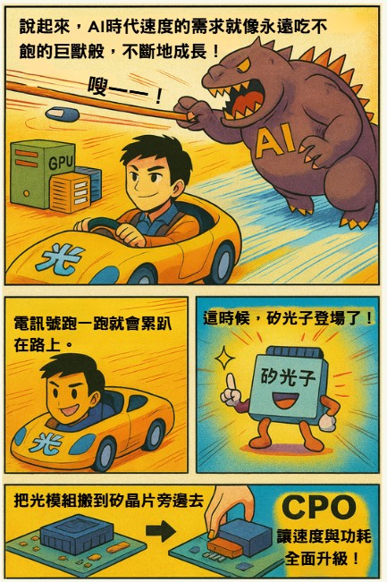 CPO可讓電訊號的速度與功耗表現全面升級。