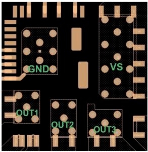 PWD5T60 PCB頂層的導通孔配置